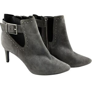 Calvin Klein Women's Grey Suede Heeled Ankle Boot Booties